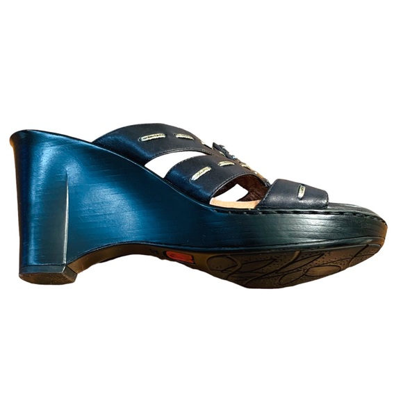 Umberto Raffini Studded & Embellished Wedge Sandals in Black Leather sz 8 - Picture 9 of 13